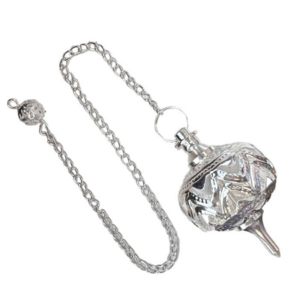 Pendolo a Sfera in Ottone Argentato e Metallo Traforato