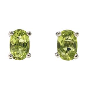 Orecchini Solitari in Rame Bianco con Peridot sfaccettato Qualità 'AA'