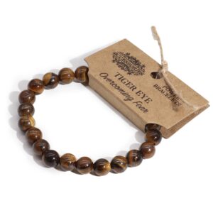 Bracciale Elastico con Perle in Occhio di Tigre - Superare le Paure