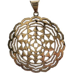 Collana in corda cerata nera con Ciondolo Mandala in Bronzo 4 cm