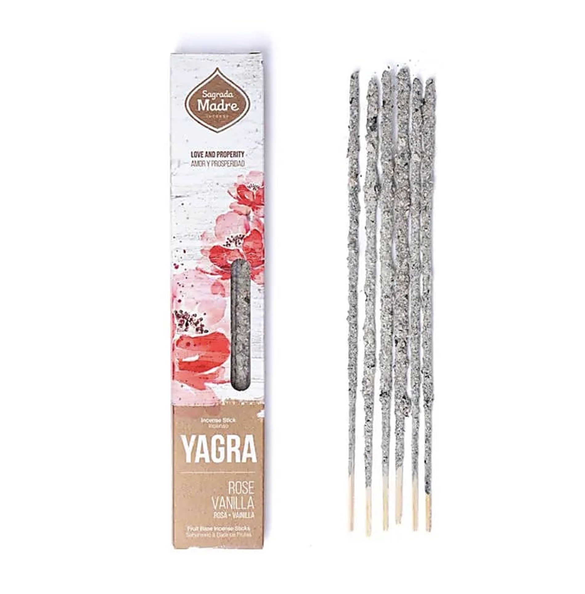 Sagrada Madre Incenso Linea Yagra - Rose e Vaniglia 8 Sticks