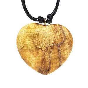 Collana con cordino regolabile con ciondolo a forma di Cuore in Palo Santo